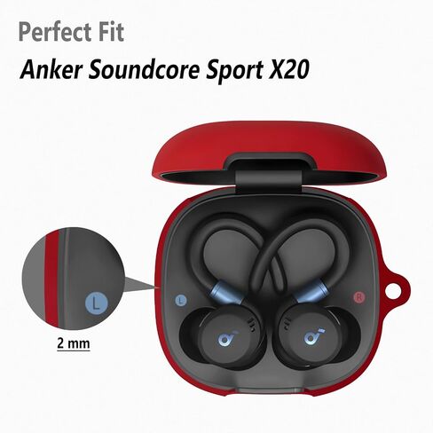 حافظة من السيليكون الناعم من Geiomoo لجهاز Anker Soundcore Sport X20، غطاء حماية مضاد للصدمات مع حلقة تسلق (أسود) in Saudi Arabia