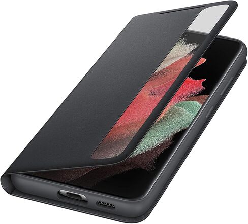 جراب لهاتف Samsung Galaxy S21+، جراب قلاب بتصميم S-View - أسود (الإصدار الأمريكي) in Kuwait
