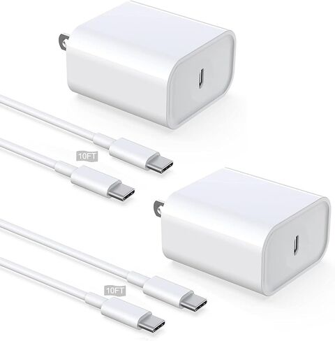 iPhone 16 15 Charger 10FT, 2 Pack 20W USB C Charger Fast Charging Block with 10FT Long USB C to C Charging Cable for iPhone 16/16 Plus/16 Pro/16 Pro Max, iPhone 15/15 Plus/15 Pro/15 Pro Max in Kuwait