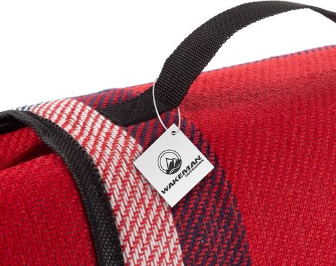 بطانية نزهة في الهواء الطلق من واكمان مع بطانة إسفنجية - حصيرة شاطئ مقاومة للماء وقابلة للطي للسفر والتخييم والمهرجانات والرياضة (أحمر منقوش) in Kuwait