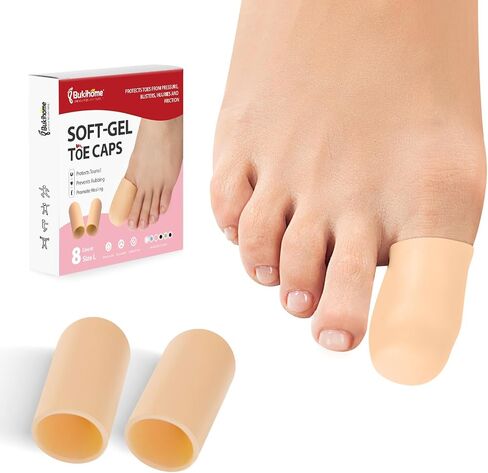 Bukihome 12 Pcs Gel Toe Cap, Toe Protector for Women Men - Cushions and Protects to Cover Toes, Relief Toe Pain from Ingrown Toenails, Corns, Blisters, Hammer Toes (8L + 4S) in Saudi Arabia