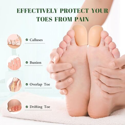 Bukihome 12 Pcs Gel Toe Cap, Toe Protector for Women Men - Cushions and Protects to Cover Toes, Relief Toe Pain from Ingrown Toenails, Corns, Blisters, Hammer Toes (8L + 4S) in Saudi Arabia