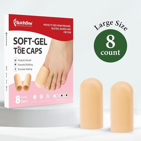 Bukihome 12 Pcs Gel Toe Cap, Toe Protector for Women Men - Cushions and Protects to Cover Toes, Relief Toe Pain from Ingrown Toenails, Corns, Blisters, Hammer Toes (8L + 4S) in Saudi Arabia