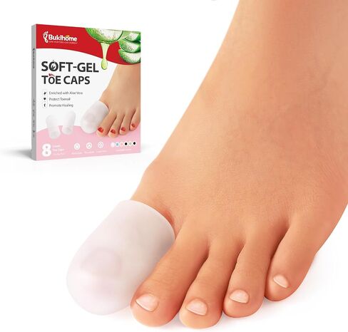 Bukihome 12 Pcs Gel Toe Cap, Toe Protector for Women Men - Cushions and Protects to Cover Toes, Relief Toe Pain from Ingrown Toenails, Corns, Blisters, Hammer Toes (8L + 4S) in Saudi Arabia