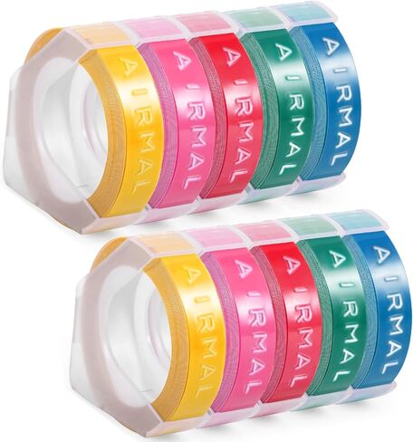 Airmall متوافق مع شريط ملصقات Dymo Omega مقاس 9 مم، ملصقات منقوشة ثلاثية الأبعاد وردي أصفر أحمر أزرق بحيرة خضراء متوافقة مع صانع ملصقات النقش DYMO Omega S0717930 Junior S0717900 in Saudi Arabia