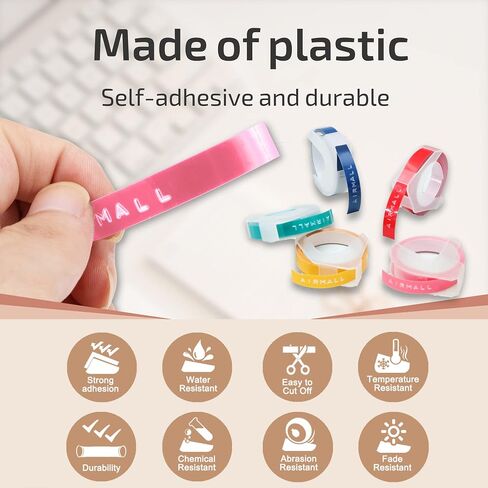 Airmall متوافق مع شريط ملصقات Dymo Omega مقاس 9 مم، ملصقات منقوشة ثلاثية الأبعاد وردي أصفر أحمر أزرق بحيرة خضراء متوافقة مع صانع ملصقات النقش DYMO Omega S0717930 Junior S0717900 in Saudi Arabia