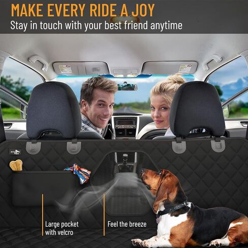 غطاء مقعد السيارة الخلفي من القطن للكلاب من Active Pets - غطاء مقعد السيارة القياسي على شكل أرجوحة للكلاب مع نافذة شبكية - مضاد للانزلاق، واقي مقعد خلفي مقاوم للماء للسفر - أزرق in Saudi Arabia