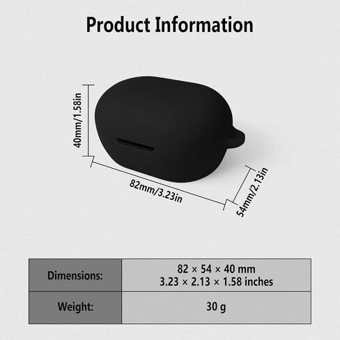 Geiomoo Silicone Cover for Bose New QuietComfort Earbuds 2024, Protective Case with Carabiner (Black) in Saudi Arabia
