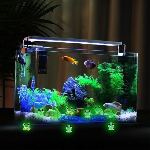 12 Luminous Aquarium Decorations, Mini Luminous Frogs Aquarium Decoration Silicone Frogs Aquarium Accessories Glowing Effect Frog Aquarium Ornament for Fish Tank Décor… in Saudi Arabia