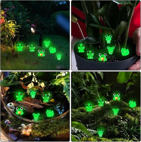 12 Luminous Aquarium Decorations, Mini Luminous Frogs Aquarium Decoration Silicone Frogs Aquarium Accessories Glowing Effect Frog Aquarium Ornament for Fish Tank Décor… in Saudi Arabia