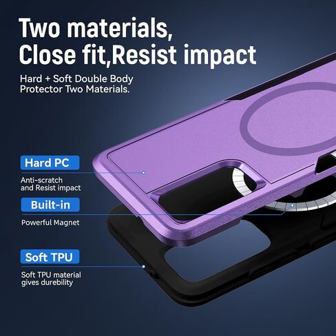 حافظة لهاتف Samsung Galaxy S20 Plus، [متوافقة مع Magsafe] [تم اختبار السقوط من الدرجة العسكرية] حافظة هاتف واقية متينة مغناطيسية مقاومة للصدمات - 6.7 بوصة (أسود) in Kuwait