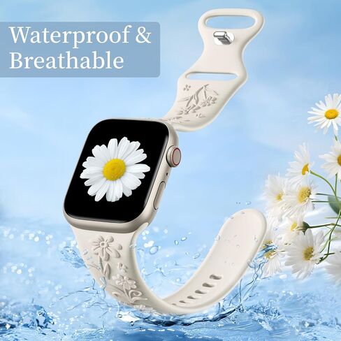 6 Pack Floral Engraved Compatible with Apple Watch Bands for Women 42mm 38mm 40mm 41mm 44mm 45mm 46mm, Soft Silicone Embossed Flower Smart Watches Strap for iWatch Series 10 9 8 7 6 5 4 3 2 SE Ultra in Saudi Arabia