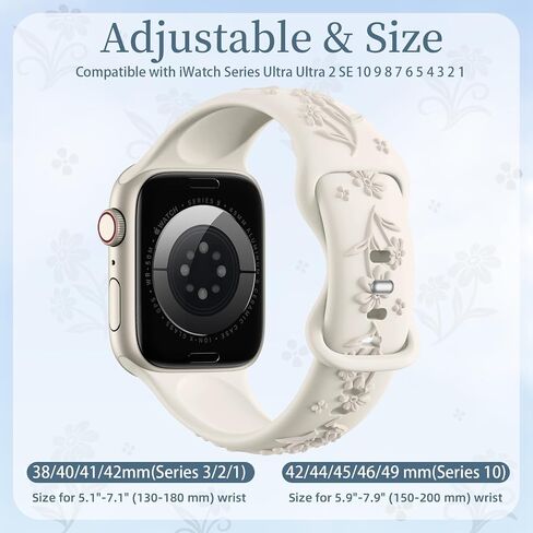 6 Pack Floral Engraved Compatible with Apple Watch Bands for Women 42mm 38mm 40mm 41mm 44mm 45mm 46mm, Soft Silicone Embossed Flower Smart Watches Strap for iWatch Series 10 9 8 7 6 5 4 3 2 SE Ultra in Saudi Arabia