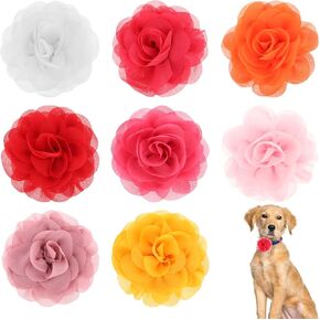 8 Pcs Dog Collar Flowers Dog Flower Bow Collar Multicolor Dog Flower Collar Dog Collar Accessories Dog Charms for Collar Pet Bow Tie Flowers Decor for Parties Grooming Pet Collar