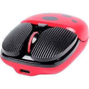 ماوس لاسلكي Super Space، 2.4G ماوس لطيف بدون صوت مع جهاز استقبال USB - 4 أزرار ماوس 1600 نقطة لكل بوصة قابلة لإعادة الشحن لأجهزة الكمبيوتر المحمولة وأجهزة الكمبيوتر المكتبية (أحمر) in Kuwait