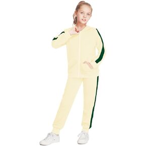 Arshiner Girls Jogger Set 2 Piece Outfits Athletic Tracksuit Zip Up Hoodie Sweatshirt and Sweatpant Sweatsuits for 5-13 Years