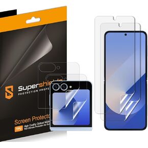 Supershieldz (2 Pack) Designed for Samsung Galaxy Z Flip 6 (2 Main Screen and 2 Front Screen) Screen Protector, High Definition Clear Shield (TPU)