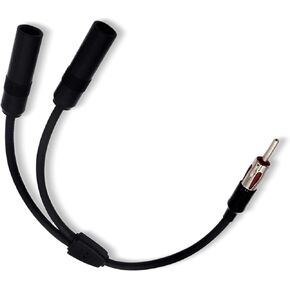 Pack-1 Car Y-shaped Antenna Cable Connector, 1 Male to 2 Female Antenna Extension Cable Adapter, AM FM Car Audio Radio Antenna Splitter Accessories, Universal for Cars and Trucks SUVs (Black)