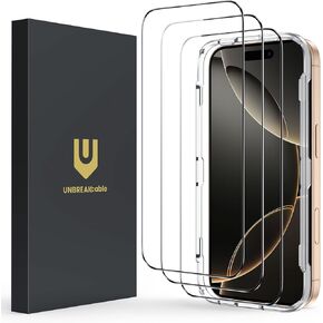 UNBREAKcable Screen Protector for iPhone 16 Pro, Pack of 3, HD Tempered Glass Screen Protector [Full Coverage] [Easy Installation][Free Bubbles][Only for Apple iPhone 16 Pro]