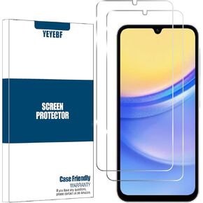 Galaxy A15 / A25 5G Screen Protector, [2 Pack] HD-Clear Tempered Glass Screen Protector [3D Touch][Bubble-Free][Anti-Scratch] Screen Protector Glass For Samsung Galaxy A15 / A25
