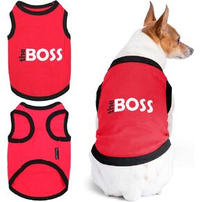Parisian Pet Dog Cat Clothes Tee Shirts Embroidered T-Shirt The Boss, XXS