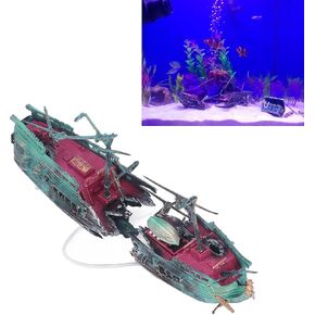 Fish Sunken Ship Ornament,Air Bubbler Sunken Ship Ornament Action Shipwreck Decoration Pirate Shipwreck for Fish Accessories