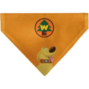 Disney Pet Bandana Up Dug Pose and Wilderness Explorer Badge Orange Slip On Collar Bandana Only
