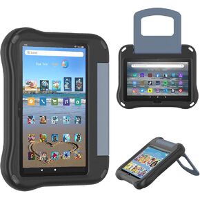 Fire HD 8 Tablet Case for Kids(2024/2022/2020 Release,12th/10th Generation),Incompatible with iPad Samsung,Light Weight Shock Proof Friendly,Foldable Stand at Any Angle,Portable Handle Kid-Proof Case