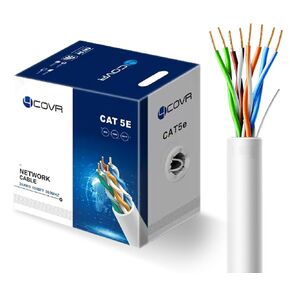 1000ft Cat5 Ethernet Network Cable, Light Gray, 24AWG 4-Pair Solid Bare Copper, 350MHz, PoE/PoE+/PoE++ (IEEE 802.3af/at/bt) 4PPoE Supported, Unshielded Twisted Pair (UTP), Bulk Ethernet Cable