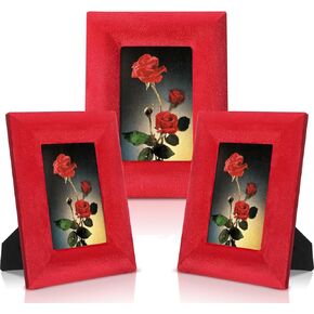 3 Pack 4x6 Velvet Picture Frame Green Red Photo Frames Christmas Picture Frame with Toughened Glass Horizontal Vertical for Tabletop Wall Display Home Decor Office Xmas Holiday Gift(Green)