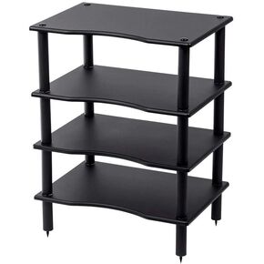 Monolith 4 Tier/Shelf Audio Stand - Black | Open Air Storage, Modular Design, Sturdy, Compatible with Bose, Polk, Sony, Yamaha, Pioneer and Others