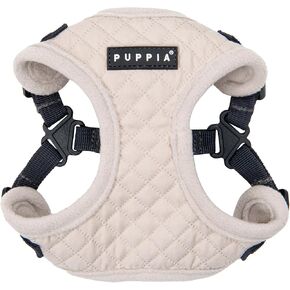Puppia Irvin Comfort Dog Harness Step-in Warm Winter Diamond Pattern Adjustable Neck and Chest for Small and Medium Dog, Cream, Medium