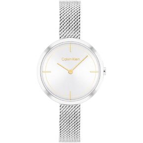 Calvin Klein Women's Quartz Ionic Plated Carnation Gold Steel Case and Mesh Bracelet Watch, Color: Carnation Gold (Model: 25200187)