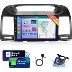 8 CORE 2G+64G Car Radio for Toyota Camry 2000-2006 with Wireless Carplay/Android Auto, 9 Inch Android 13 Touch Screen Car Radio, Bluetooth, GPS, WiFi, SWC, DSP + Backup Camera