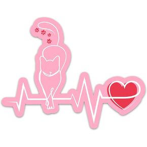 (3PCs) Diagram of Cat and Heart Sticker, Cute Cat Lovers Decals for Cat Mom Fur Mama, Cat Heartbeat Waterproof Vinyl Stickers for Laptop Water Bottle Tumbler Phone Case, Cat Stickers (3 Inches)