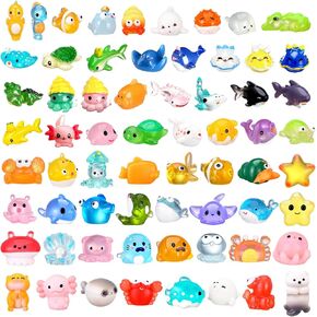 65 Pcs Resin Ocean Themed Mini Resin Figures Resin Axolotl Marine Animals Figurines Mini Resin Animals Mini Sea Creatures Cute Trinkets Marine Aquarium Ornaments for Tank Decorations