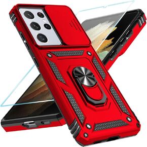 SunStory Phone Case for Samsung Galaxy S23 Plus Case with HD Screen Protector & Kickstand & Slide Camera Cover, [ Military-Grade ] Phone Case for Galaxy S23 Plus 6.6",Red
