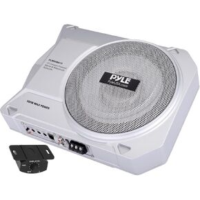 10-Inch Low-Profile Amplified Subwoofer System - 900 Watt Compact Enclosed Active Marine Underseat Car Subwoofer with Built in Amp, Powered Car Subwoofer w/Low & High Level Inputs - PLMRSBA10