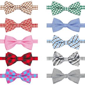 BANMODER Dog Bow Tie, 10 PCS Cat Bow tie Collar,Cute Plaid Bowties Dog Collar for Small Mediun Large Dogs and Cats