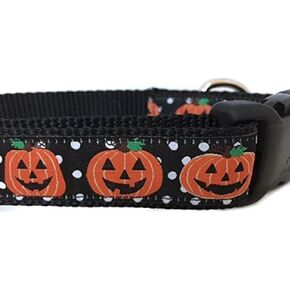 Halloween Dog Collar, Caninedesign, Ghosts, Candy Corn, Pumpkins, 1 inch Wide, Adjustable, Nylon, Medium and Large (Medium 13-19", Pumpkins)