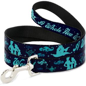 Buckle-Down Pet Leash - Aladdin & Jasmine Silhouette A WHOLE NEW WORLD - 6 Feet Long - 1" Wide