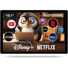 13.1-inch 2G RAM + 32G ROM Android 13 Multi-Functional Car TV Headrest Monitor for Back seat, 1920 * 1200 QLED Touch Screen Video Player, Support WiFi/Bluetooth/Mobile Mirror Link/HDMI/RCA