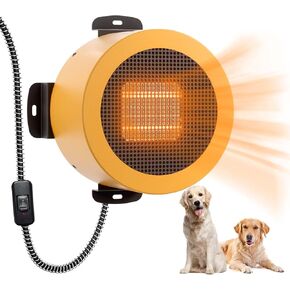 TURBRO Neighborhood Dog House Heater 400W, Wall Mount, 10ft Anti Bite Cord, Waterproof Control, Overheat Protection, Electric Warmer for Hound Kennel Cat Cage Chicken Coop, UL Test Passed, Blue
