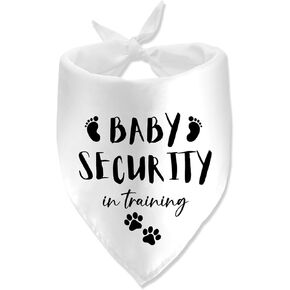 Baby Security in Training Dog Bandana Cute Pregnancy Announcement Sign Printed Triangle Bibs Pet Scarfs for Dogs(White)