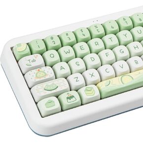 PBT Keycaps 95 Keys Cute Keycaps Dye-Sublimation Green Keycaps Set MOA Profile Custom Keycaps for Cherry Gateron MX Swithes Mechanical Keyboards