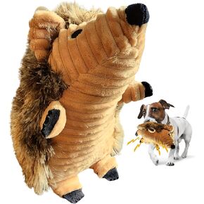 ME GUSTA SHOP Hedgehog Dog Toy | Hedgehogs Plush Dog Toy | Squeaky Plush Toy for Small | Medium & Large Dogs | Animal Pet Plush Dog Toy Teething and Aggressive Chewers | Large Size, Brown.