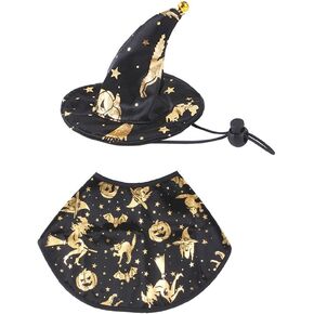 PRETYZOOM Halloween Costumes for Dogs Pet Costume Wizard Cape with Witch Hat Halloween Outfits Pet Halloween Costumes for Small Medium Dogs Cats
