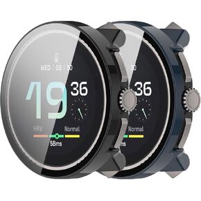 Case Intended for SUUNTO Race S, Case with Screen Protector [Tempered Glass] Full Around Hard PC Protective Case for for SUUNTO Race S Smartwatch Accessories (Black&Clear)