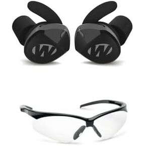 مجموعة سماعات الأذن الإلكترونية القابلة لإعادة الشحن من Walker's Silencer BT 2.0 مع نظارات رياضية للرماية (شفافة) (عنصران) in Kuwait