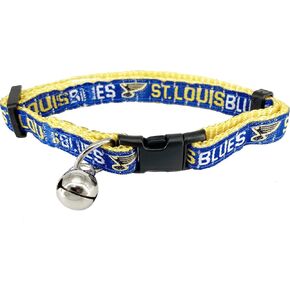 NHL CAT Collar St. Louis Blues Satin Cat Collar Hockey Team Collar for Dogs & Cats. A Shiny & Colorful Cat Collar with Ringing Bell Pendant